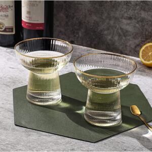 Lysenn Stemless Margarita Glasses Set of 2  – 10 oz Gold Rim